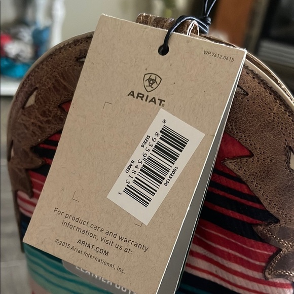 Ariat Brown Cowboy Boot with Colorful Accent Pattern - Picture 7 of 12